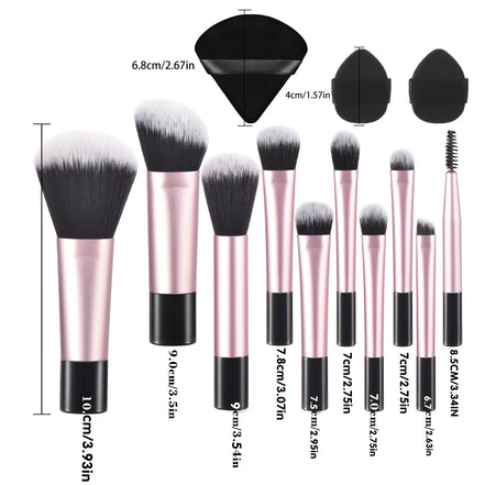 10 Pink Mini Makeup Brush Travel Portable Makeup Tool Makeup Puff - Palm Brush Professional Makeup Tool Set