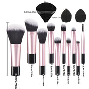 10 Pcs Mini Makeup Brush Travel Portable Makeup Tool Makeup Puff - Palm Brush Professional Makeup Tool Set