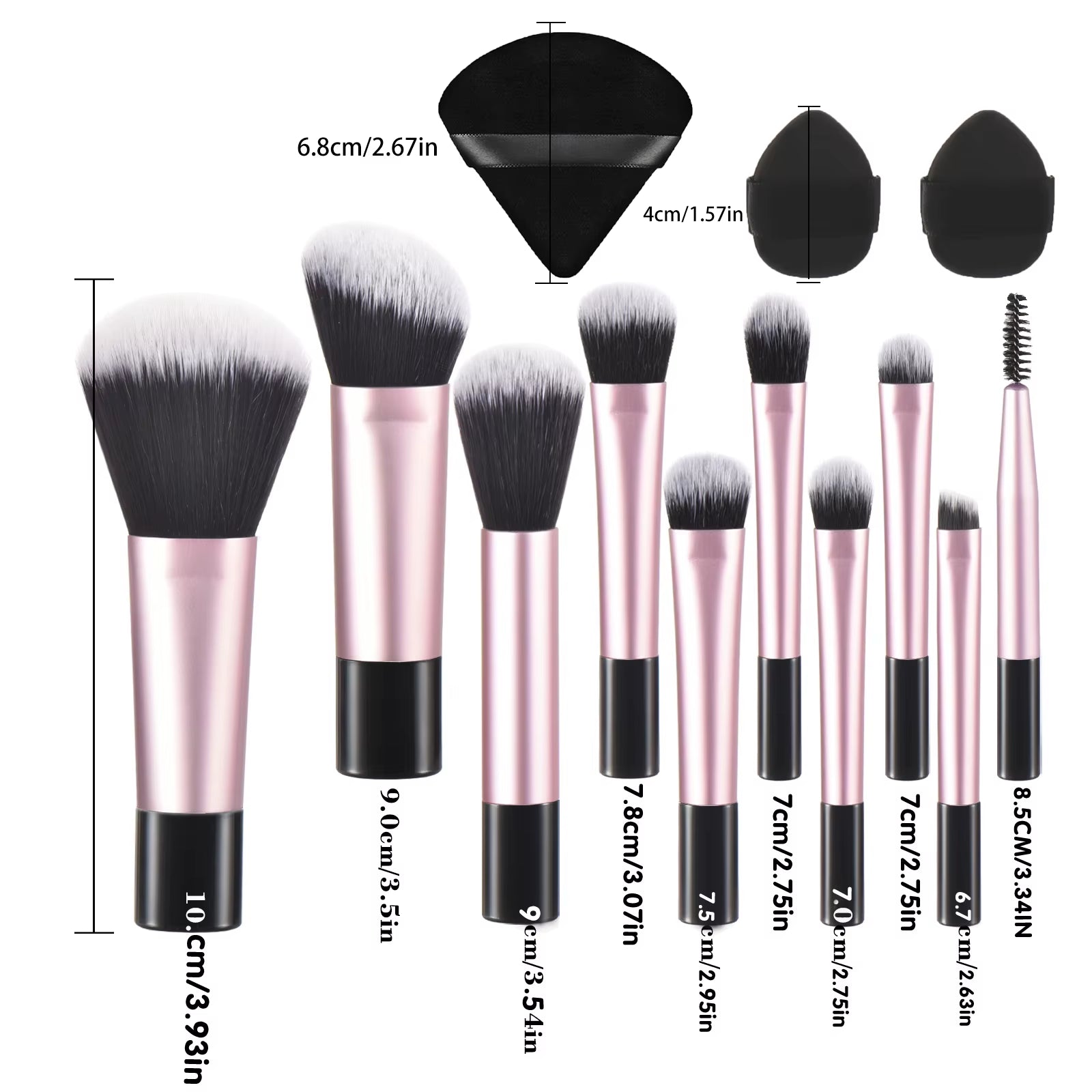 10 Pcs Mini Makeup Brush Travel Portable Makeup Tool Makeup Puff - Palm Brush Professional Makeup Tool Set