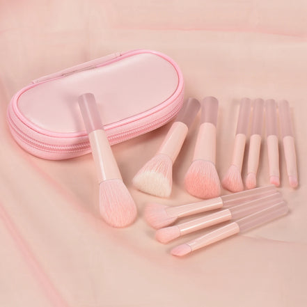 10 Pcs Mini Makeup Brush Travel Portable Makeup Tool Makeup Puff - Palm Brush Professional Makeup Tool Set