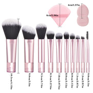 10 Pink Mini Makeup Brush Travel Portable Makeup Tool Makeup Puff - Palm Brush Professional Makeup Tool Set