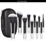 10 Pcs Mini Makeup Brush Travel Portable Makeup Tool Makeup Puff - Palm Brush Professional Makeup Tool Set