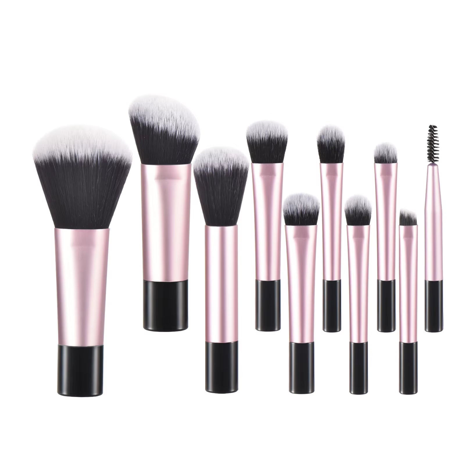 10 Pink Mini Makeup Brush Travel Portable Makeup Tool Makeup Puff - Palm Brush Professional Makeup Tool Set