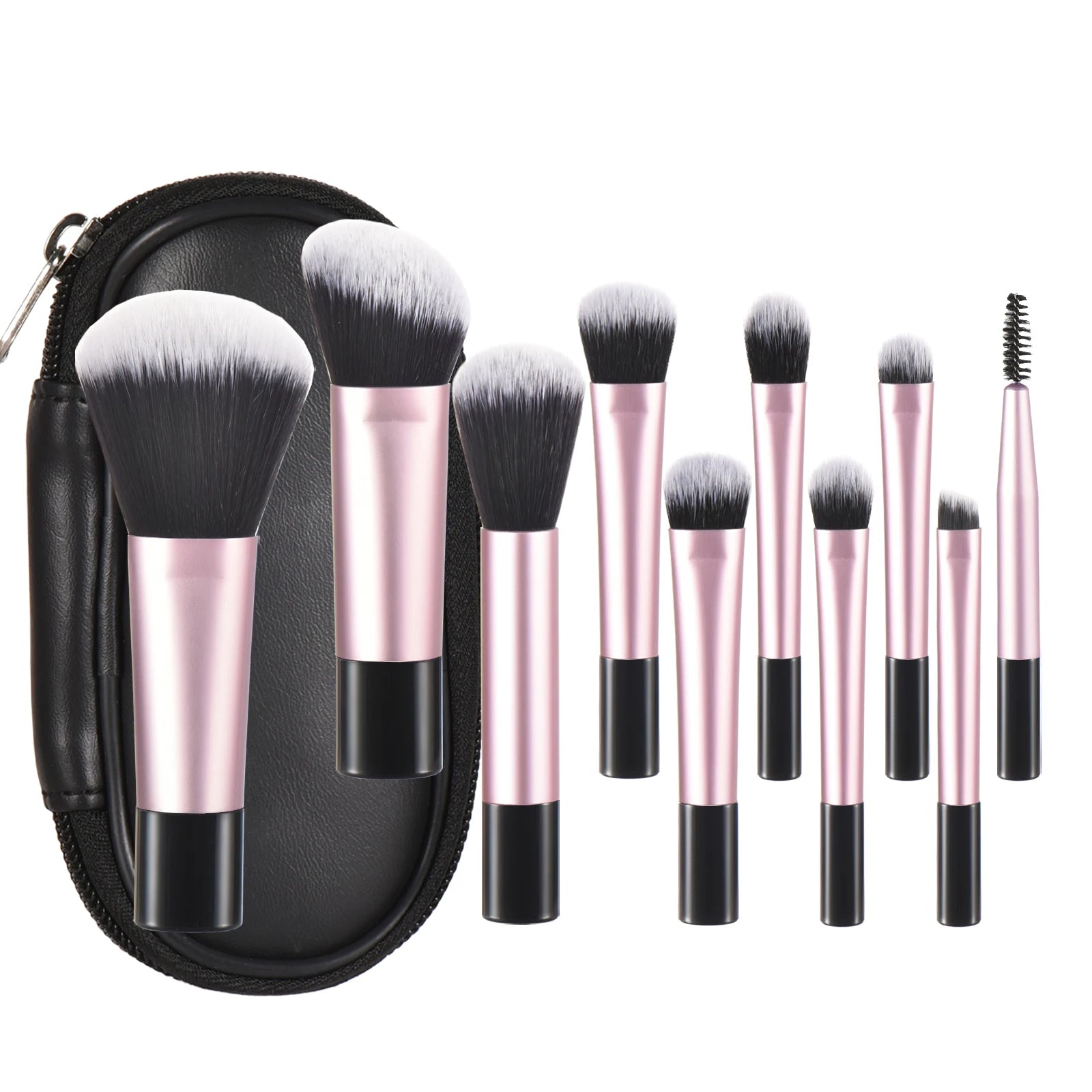 10 Pink Mini Makeup Brush Travel Portable Makeup Tool Makeup Puff - Palm Brush Professional Makeup Tool Set
