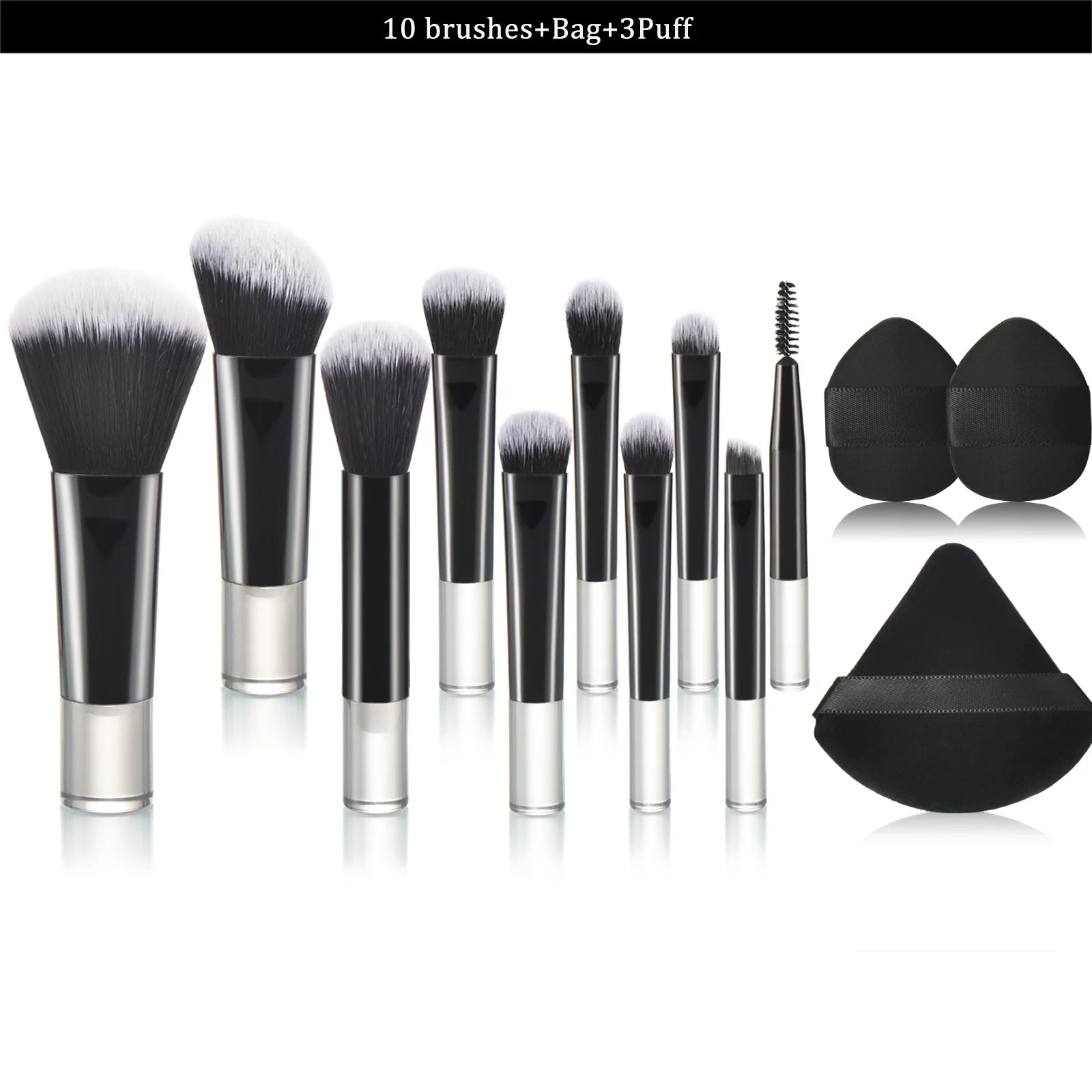 10 Pcs Mini Makeup Brush Travel Portable Makeup Tool Makeup Puff - Palm Brush Professional Makeup Tool Set