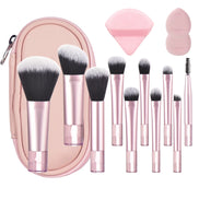 10 Pink Mini Makeup Brush Travel Portable Makeup Tool Makeup Puff - Palm Brush Professional Makeup Tool Set