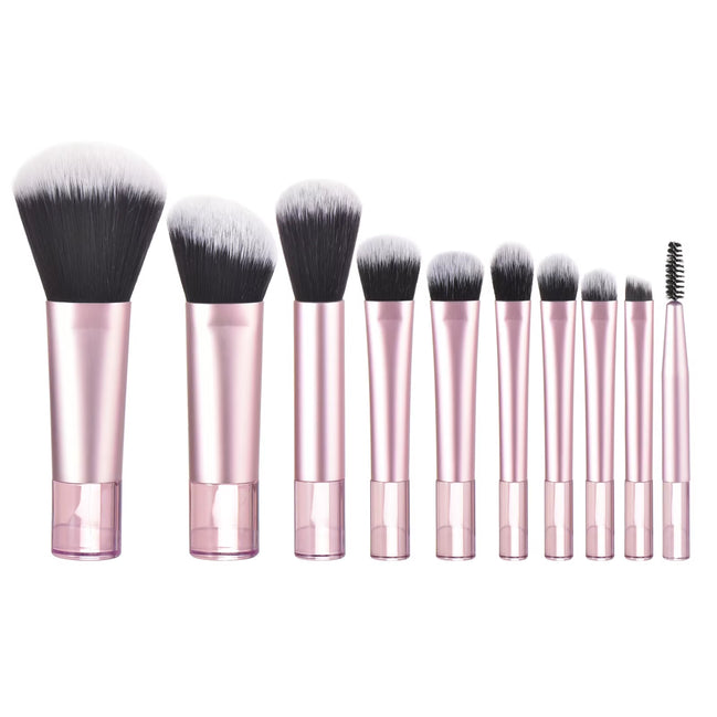 10 Pink Mini Makeup Brush Travel Portable Makeup Tool Makeup Puff - Palm Brush Professional Makeup Tool Set