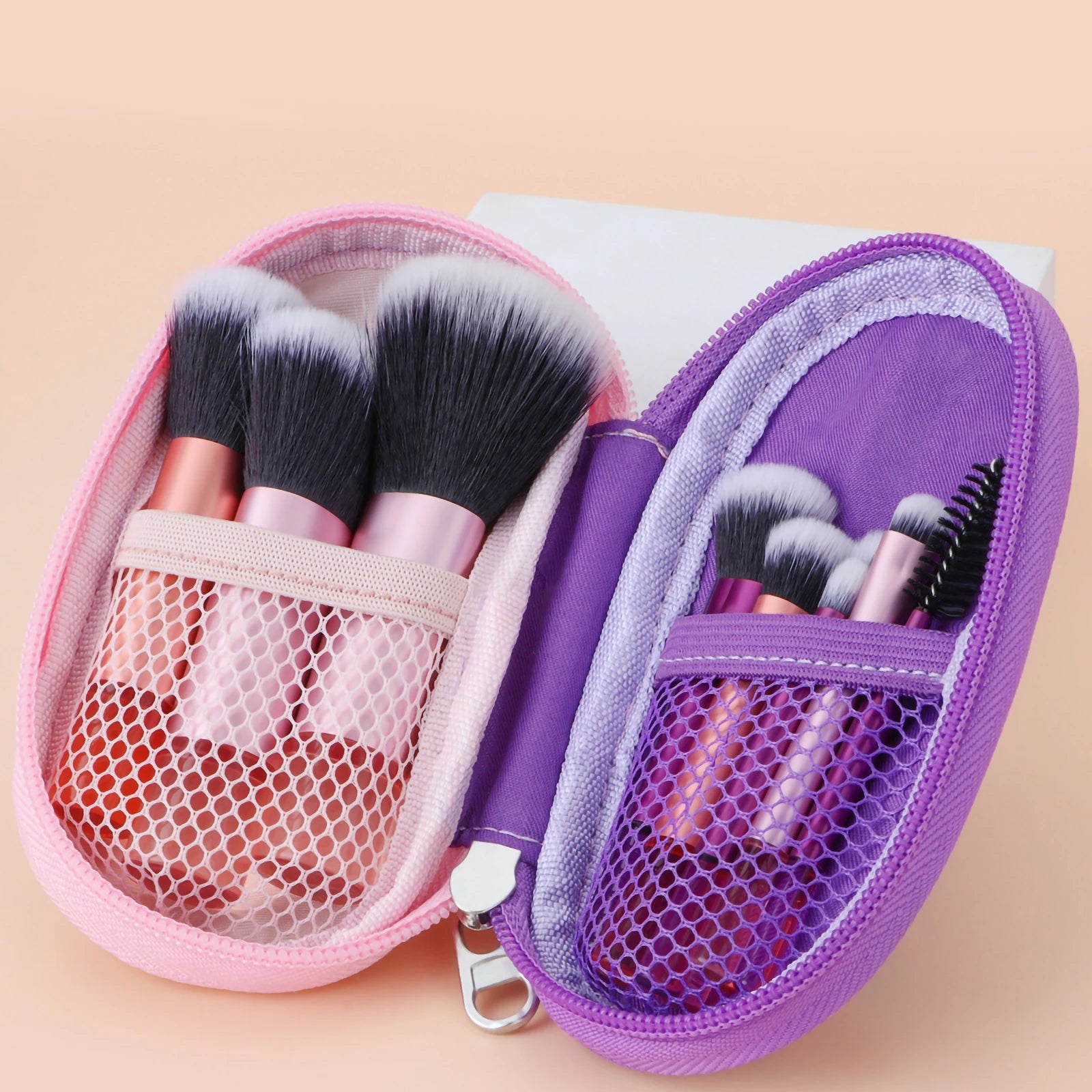 10 Pcs Mini Makeup Brush Travel Portable Makeup Tool Makeup Puff - Palm Brush Professional Makeup Tool Set