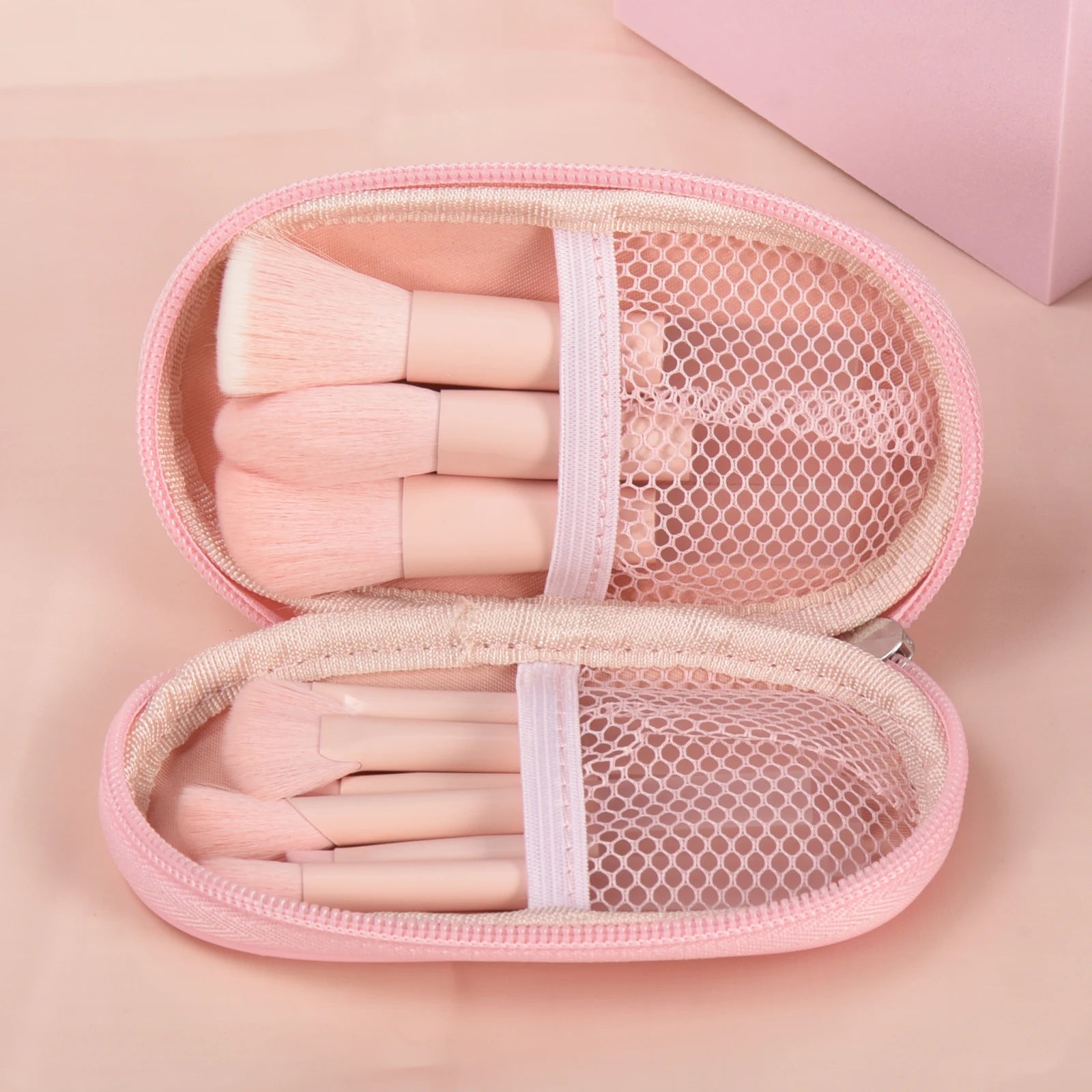 10 Pcs Mini Makeup Brush Travel Portable Makeup Tool Makeup Puff - Palm Brush Professional Makeup Tool Set