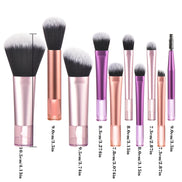 10 Pcs Mini Makeup Brush Travel Portable Makeup Tool Makeup Puff - Palm Brush Professional Makeup Tool Set