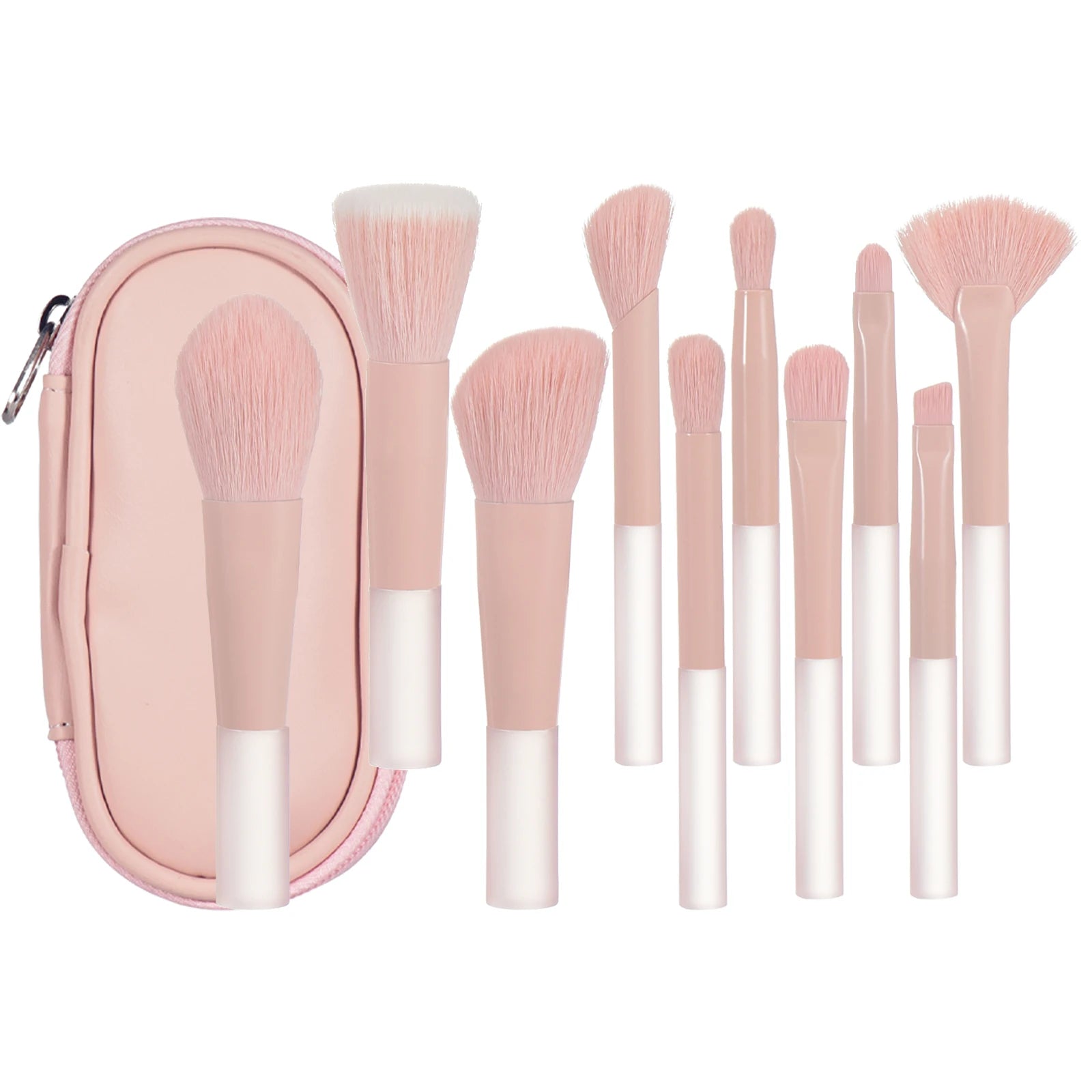 10 Pcs Mini Makeup Brush Travel Portable Makeup Tool Makeup Puff - Palm Brush Professional Makeup Tool Set