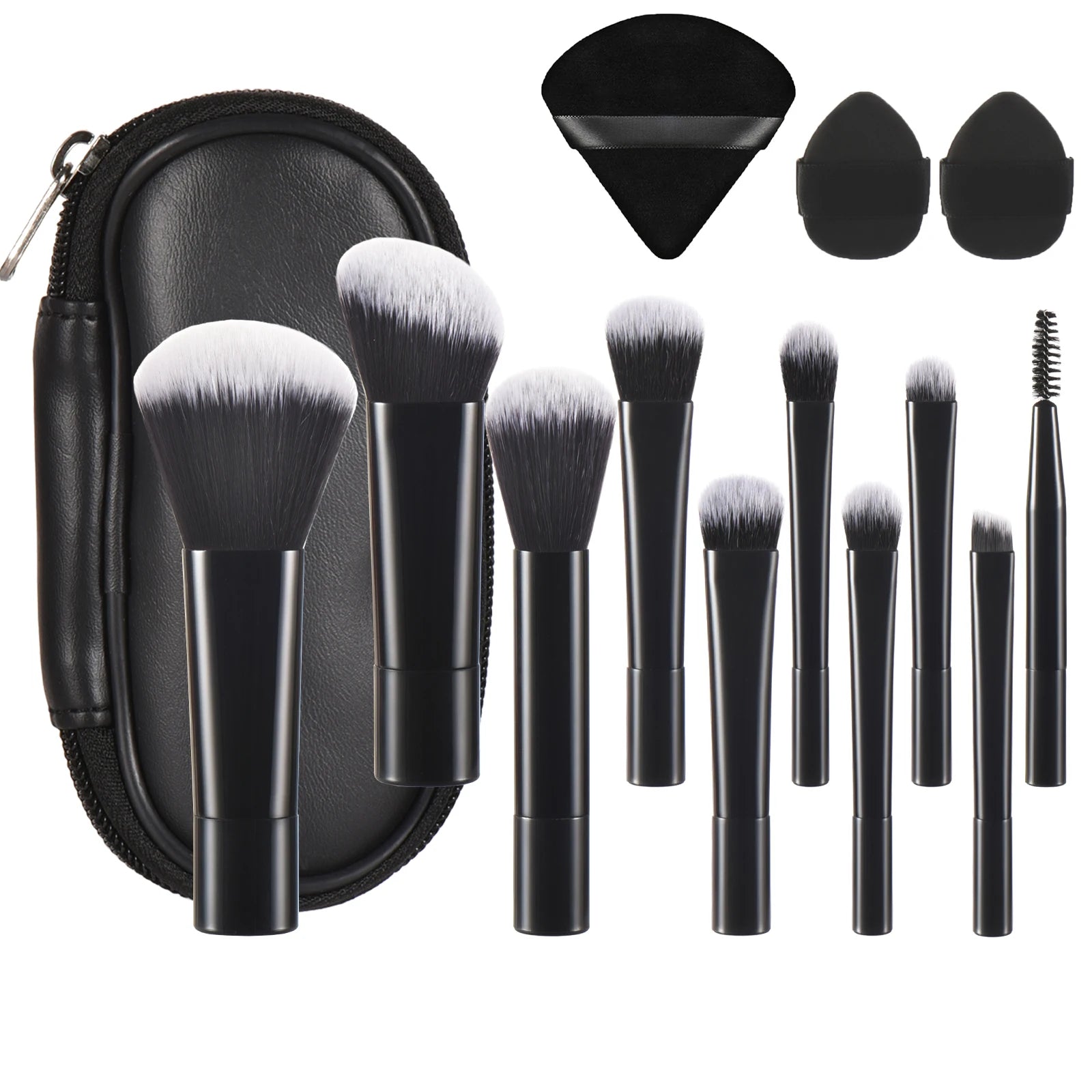 10 Pink Mini Makeup Brush Travel Portable Makeup Tool Makeup Puff - Palm Brush Professional Makeup Tool Set