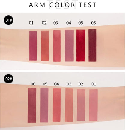 6 Couleurs Set Rouge À Lèvres Liquide Mat, Mat Rouge À Lèvres Nude Ensemble Velouté Longue Durée Antiadhésif Tasse, Cadeau De Rouge À Lèvres (02)