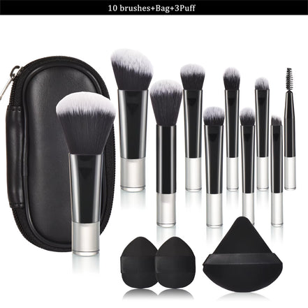 10 Pcs Mini Makeup Brush Travel Portable Makeup Tool Makeup Puff - Palm Brush Professional Makeup Tool Set