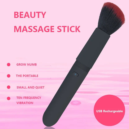 Vibrating Makeup Brush with 10 Vibration Frequencies for Quick Makeup Electric Make up Puff Applicator Cosmetics Brush