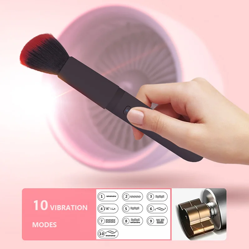 Vibrating Makeup Brush with 10 Vibration Frequencies for Quick Makeup Electric Make up Puff Applicator Cosmetics Brush