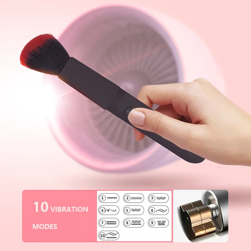 Vibrating Makeup Brush with 10 Vibration Frequencies for Quick Makeup Electric Make up Puff Applicator Cosmetics Brush