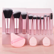 10 Pink Mini Makeup Brush Travel Portable Makeup Tool Makeup Puff - Palm Brush Professional Makeup Tool Set
