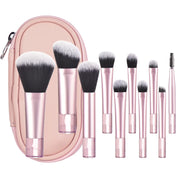 10 Pcs Mini Makeup Brush Travel Portable Makeup Tool Makeup Puff - Palm Brush Professional Makeup Tool Set