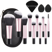 10 Pink Mini Makeup Brush Travel Portable Makeup Tool Makeup Puff - Palm Brush Professional Makeup Tool Set