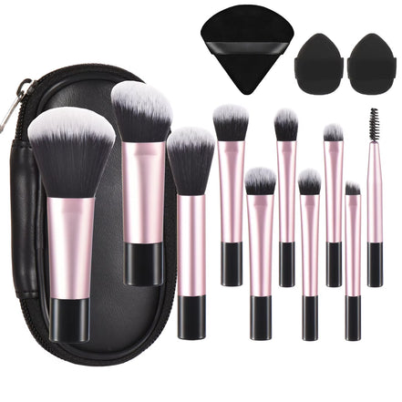 10 Pcs Mini Makeup Brush Travel Portable Makeup Tool Makeup Puff - Palm Brush Professional Makeup Tool Set