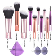 10 Pcs Mini Makeup Brush Travel Portable Makeup Tool Makeup Puff - Palm Brush Professional Makeup Tool Set