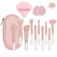 10 Pcs Mini Makeup Brush Travel Portable Makeup Tool Makeup Puff - Palm Brush Professional Makeup Tool Set